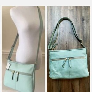 Fossil Tinsley Leather Crossbody Misty Ocean Jade